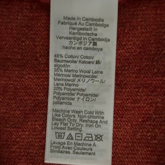 NWT J.Crew Factory Cotton Wool Blend Teddie Burnished Rust Sweater Size Medium - Picture 6 of 6